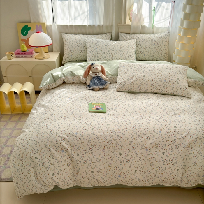 91家纺网 家纺一手货源 找家纺 清雅福 2025全棉13372小清新四件套和单被套早春系列第二批--单枕套 一枝如画