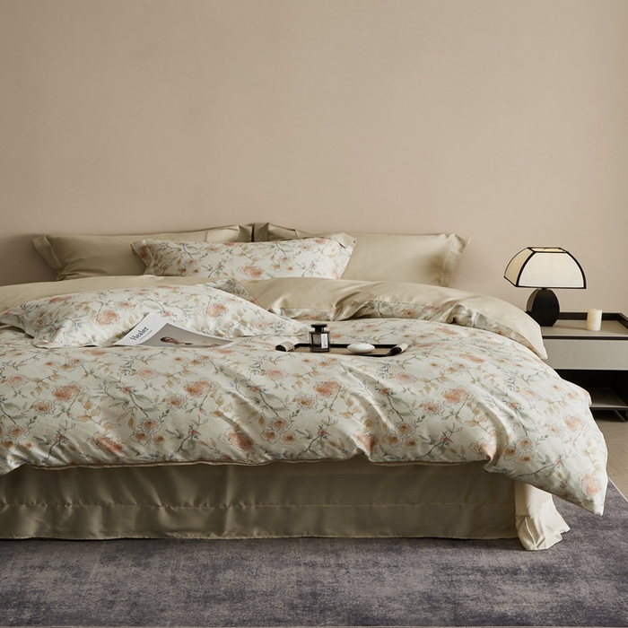 91家纺网 家纺一手货源 找家纺 顾家家居 2025新款莱塞尔数码印花四件套 米丽