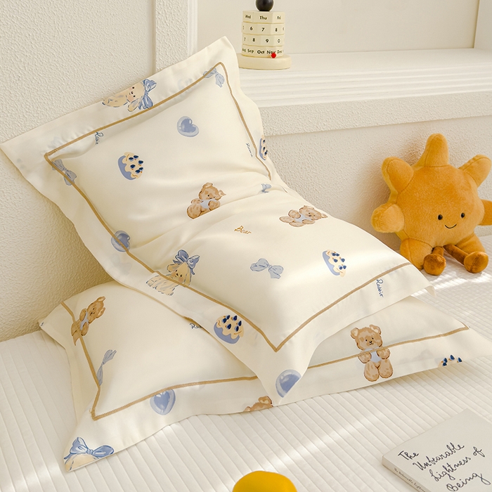 91家纺网 家纺一手货源 找家纺 良佐生活 2025新款50支天丝印花枕套 蝴蝶结小兔