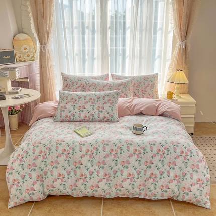 麦瑞家纺 2025新款针织棉双层纱 1花田梦