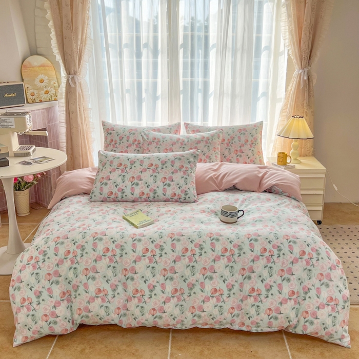 91家纺网 家纺一手货源 找家纺 麦瑞家纺 2025新款针织棉双层纱 1花田梦