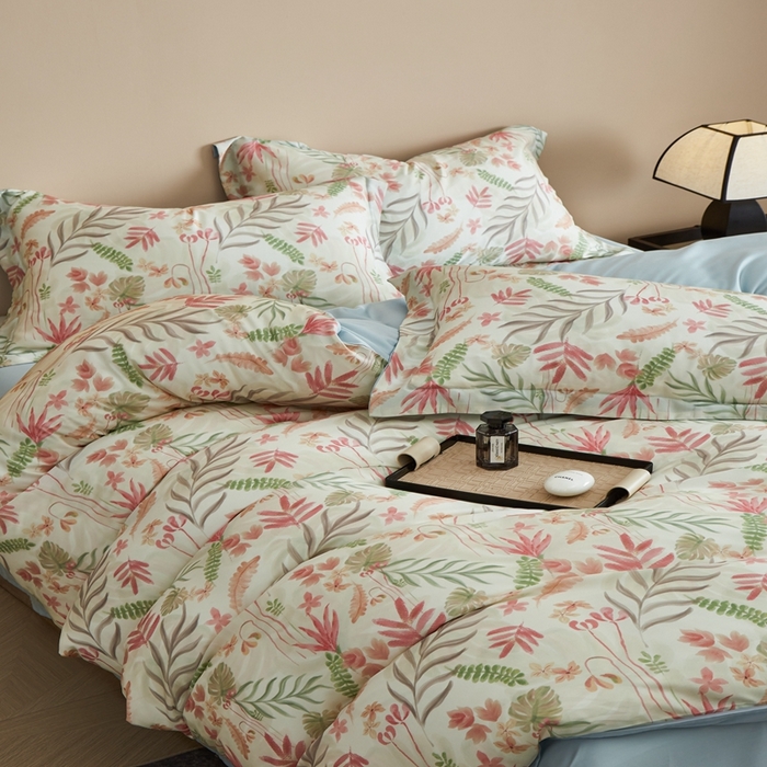 91家纺网 家纺一手货源 找家纺 顾家家居 2025新款莱塞尔数码印花四件套 素瑾