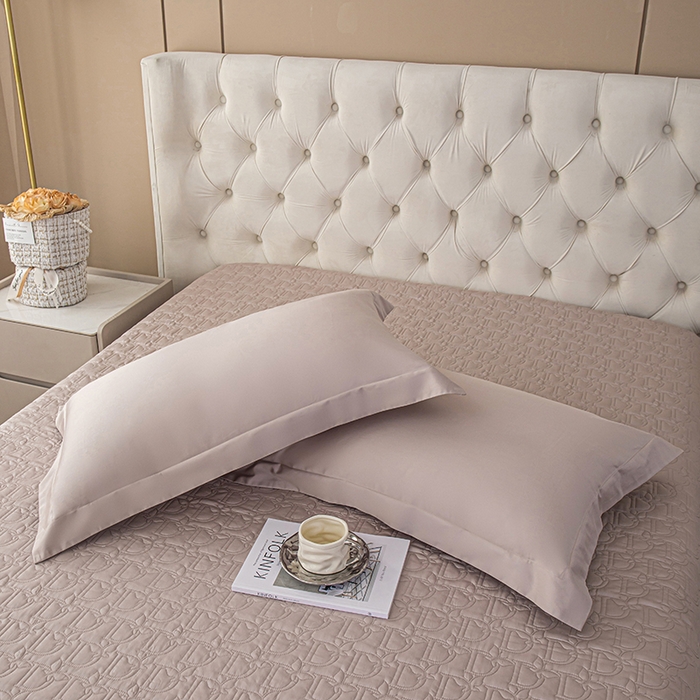 91家纺网 家纺一手货源 找家纺 金喜2025新款100支全棉枕套宽边工艺100S长绒棉枕头套-莫兰迪色系 粉雅灰