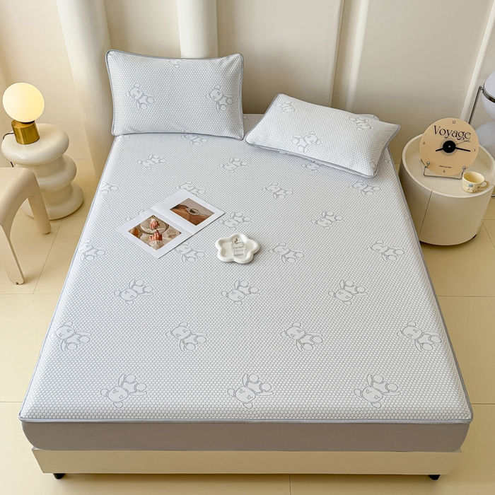 91家纺网 家纺一手货源 找家纺 小萌虎 2025新款冰豆豆凉席 床笠款 灰色