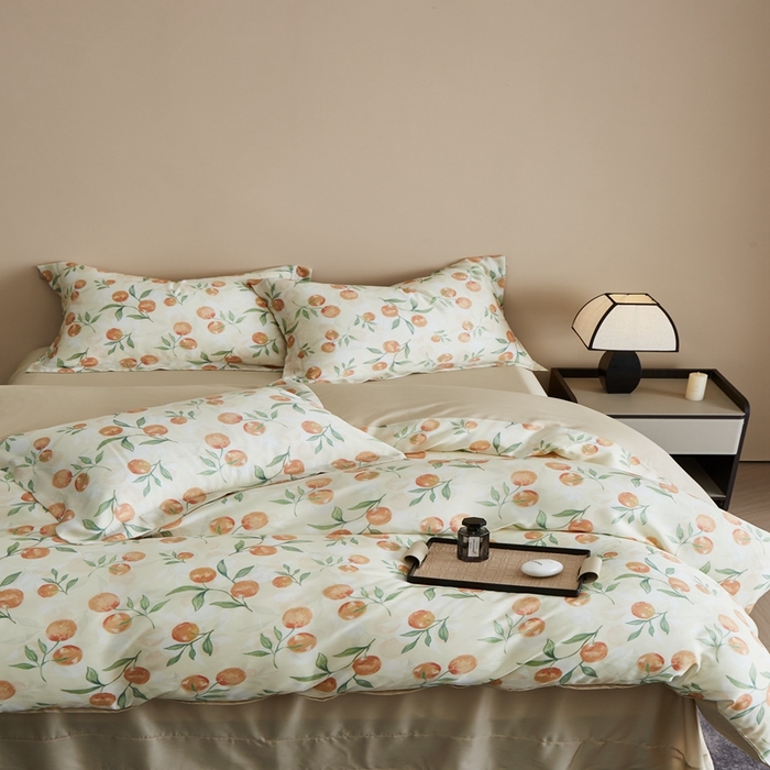 91家纺网 家纺一手货源 找家纺 顾家家居 2025新款莱塞尔数码印花四件套 茉妍