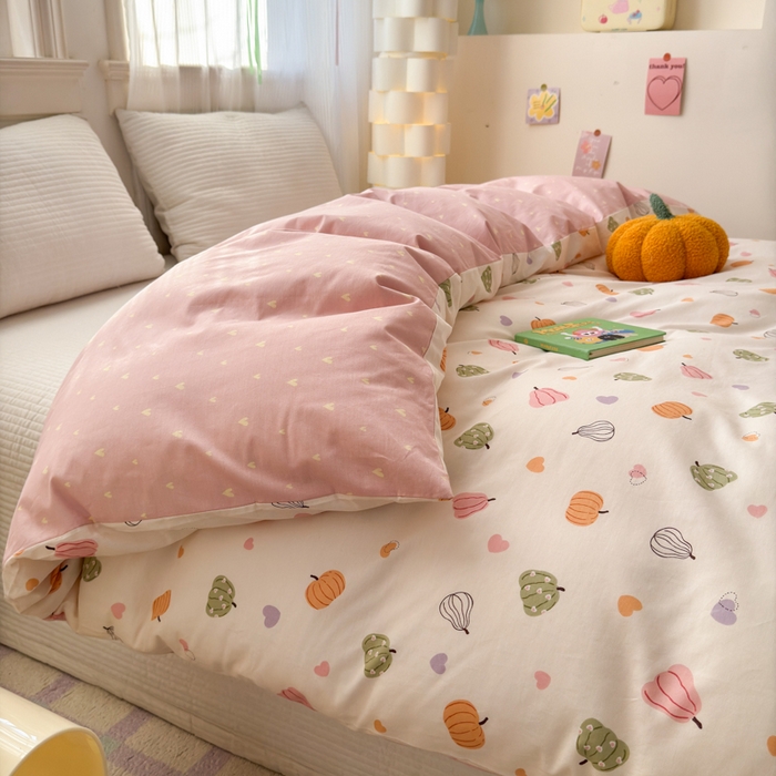 91家纺网 家纺一手货源 找家纺 清雅福 2025全棉13372小清新四件套和单被套早春系列第二批--单被套 南瓜佳人