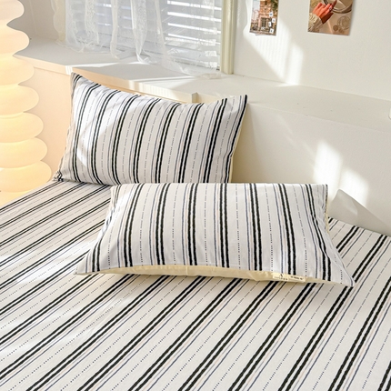 眠博士2025新款全棉老粗布枕套 老粗布枕套-条纹灰