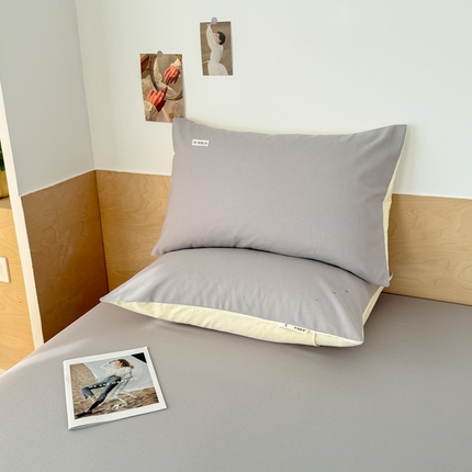 91家纺网 家纺一手货源 找家纺 眠博士2025新款全棉老粗布枕套 老粗布枕套-月光灰