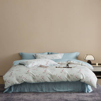 顾家家居 2026新款莱塞尔数码印花四件套 捻绣