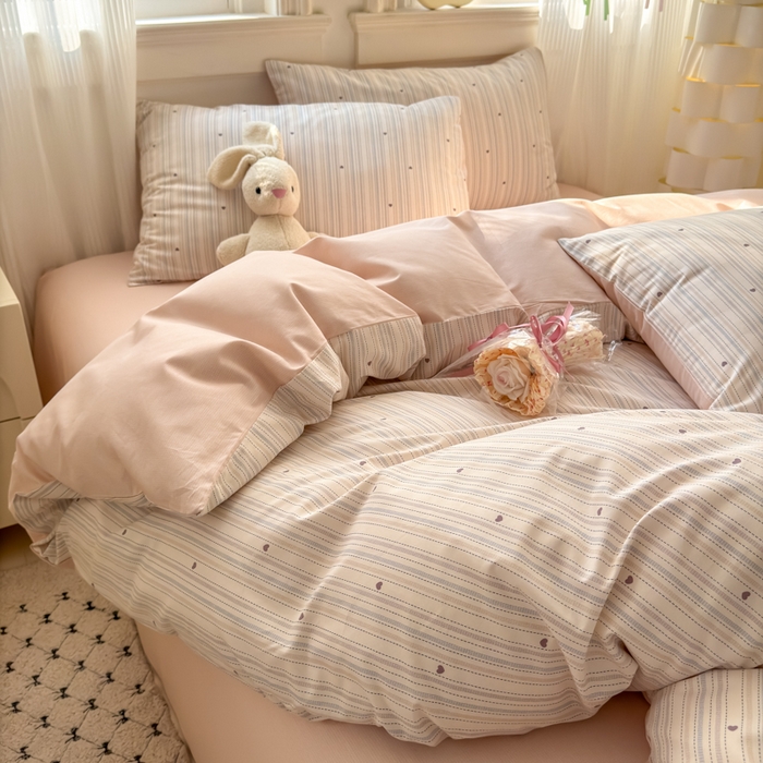 91家纺网 家纺一手货源 找家纺 清雅福 2025全棉13372小清新四件套和单被套早春系列第二批--单枕套 渡心