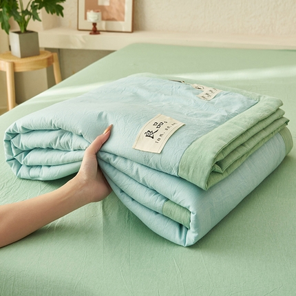 91家纺网 家纺一手货源 找家纺 （总）一加一家纺2025新款A类全棉色织水洗棉双拼蚕蛹蛋白夏被四件套
