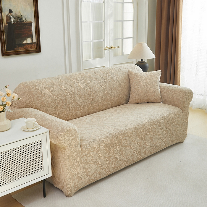 91家纺网 家纺一手货源 找家纺 逐日沙发套 2025新款提花绒沙发套-古罗 卡其