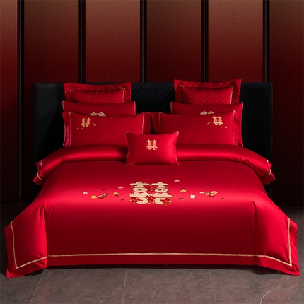 91家纺网 家纺一手货源 找家纺 （总）美娘阁 2025新款A版长绒棉提花B版长绒棉刺绣婚庆多件套