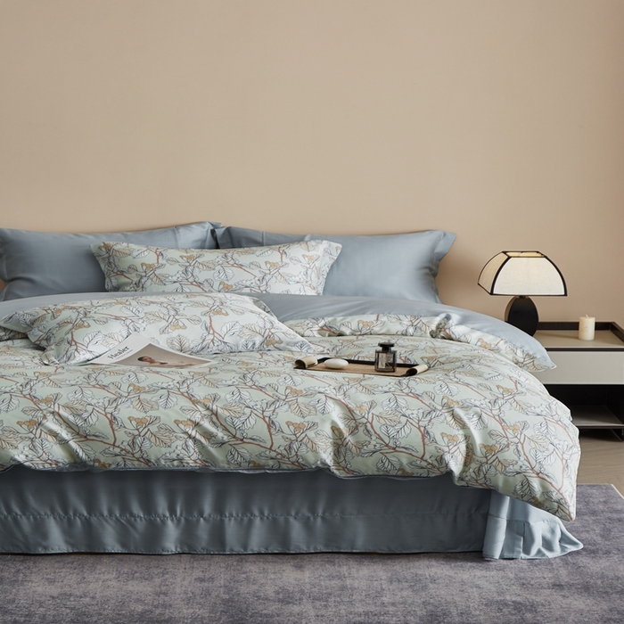 91家纺网 家纺一手货源 找家纺 顾家家居 2025新款莱塞尔数码印花四件套 蔓艺