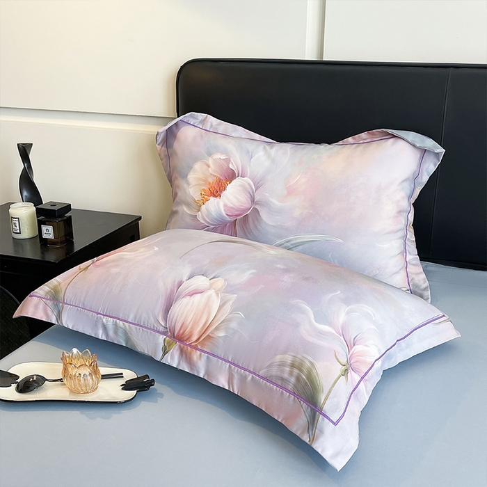 91家纺网 家纺一手货源 找家纺 帛美家纺 2025新款40S莱赛尔天丝棉数码印花四件套 幻彩锦