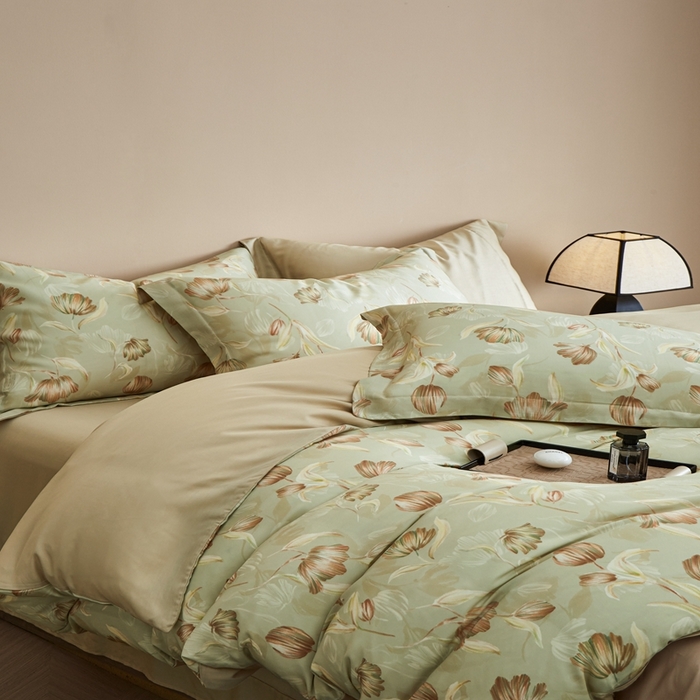 91家纺网 家纺一手货源 找家纺 顾家家居 2025新款莱塞尔数码印花四件套 媞雅