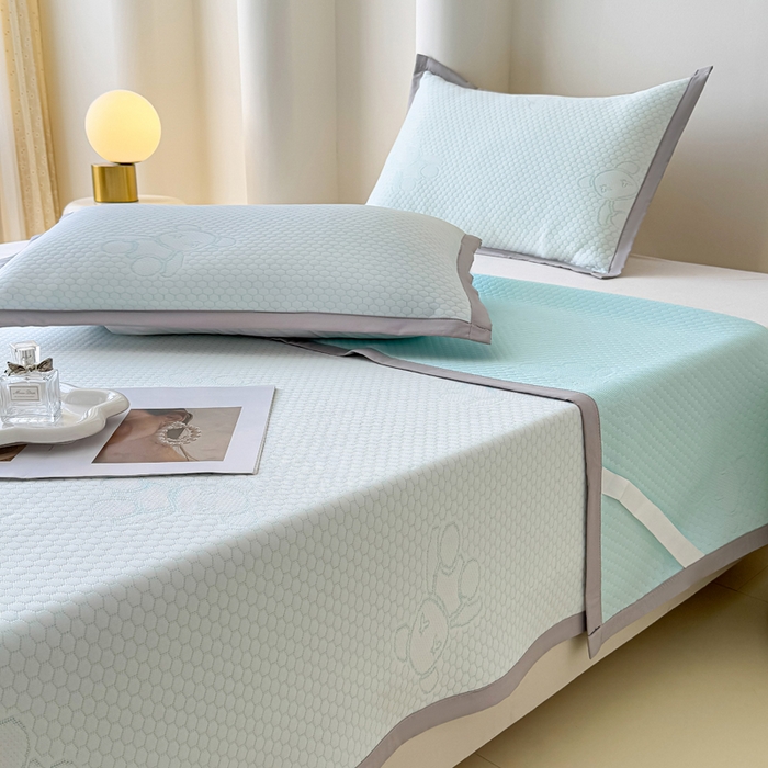 91家纺网 家纺一手货源 找家纺 小萌虎 2025新款冰豆豆凉席 凉席款 深蓝