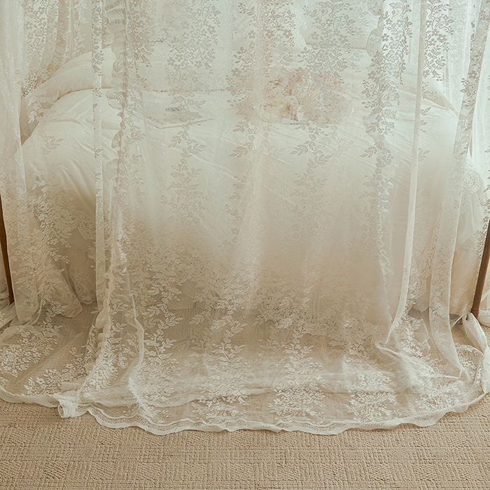 91家纺网 家纺一手货源 找家纺 都市缘蚊帐 2025新款A902穿杆落地宫廷蚊帐烤漆支架款 902玫瑰庄园-奶油白