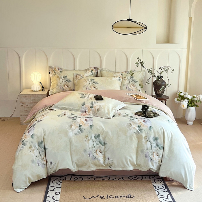 91家纺网 家纺一手货源 找家纺 梧桐树 2025新款100%全棉60S长绒棉套件 S33清爽海盐