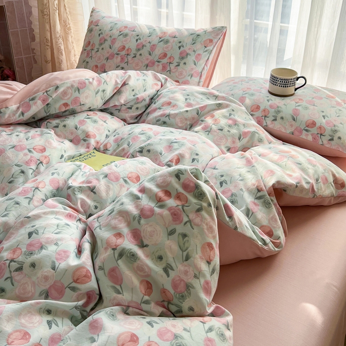 91家纺网 家纺一手货源 找家纺 麦瑞家纺 2025新款针织棉双层纱 1花田梦