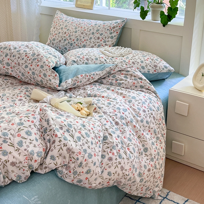 91家纺网 家纺一手货源 找家纺 清雅福 2025全棉13372小清新四件套和单被套早春系列第二批--四件套 西雅图