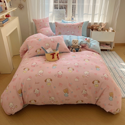 91家纺网 家纺一手货源 找家纺 （总）六巷胡同 2025新款INS童趣可爱风卡通全棉四件套-第四系