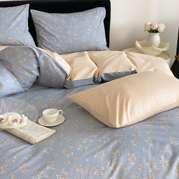 91家纺网 家纺一手货源 找家纺 帅露 2025开春新品全棉喷气13070小清新印花纯棉全棉四件套 辞优