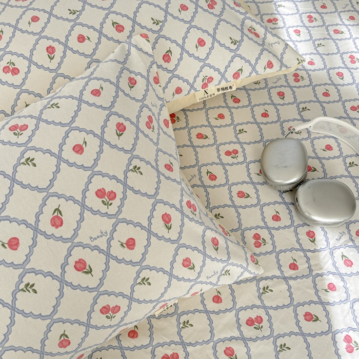 91家纺网 家纺一手货源 找家纺 眠博士2025新款全棉老粗布枕套 老粗布枕套-红玫瑰