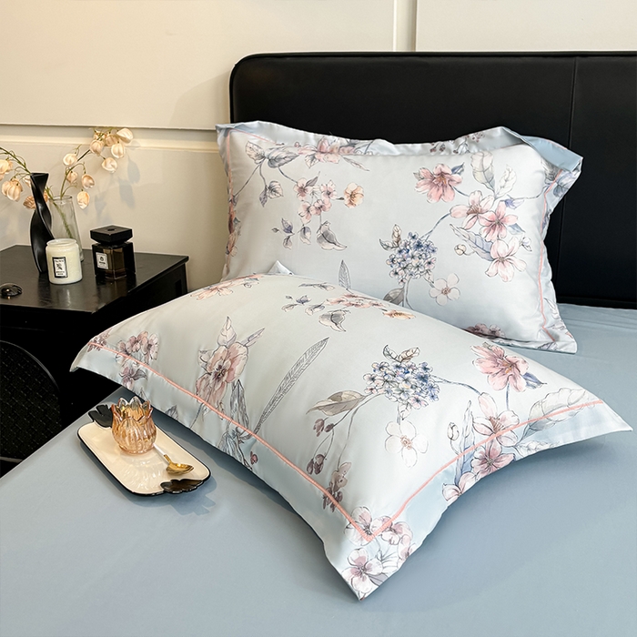 91家纺网 家纺一手货源 找家纺 帛美家纺 2025新款40S莱赛尔天丝棉数码印花四件套 花拾