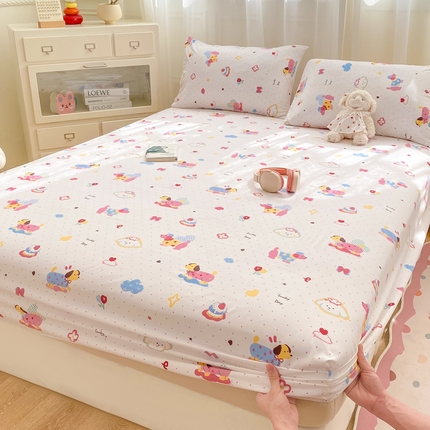 芷凡家纺 2025新款水洗云朵棉印花床笠 美吉宠宝