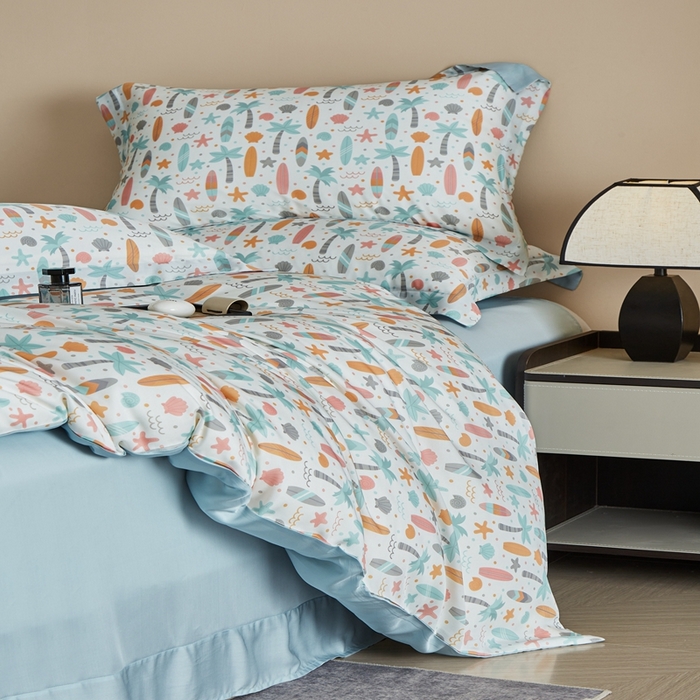 91家纺网 家纺一手货源 找家纺 顾家家居 2025新款莱塞尔数码印花四件套 慕夏