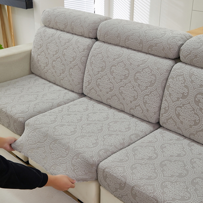 91家纺网 家纺一手货源 找家纺 逐日沙发套 2025提花沙发笠-欧艺 浅灰