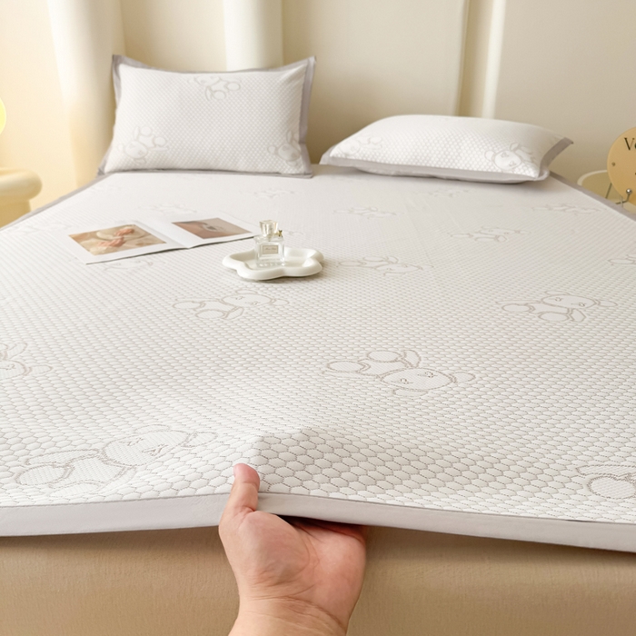 91家纺网 家纺一手货源 找家纺 小萌虎 2025新款冰豆豆凉席 凉席款 咖色