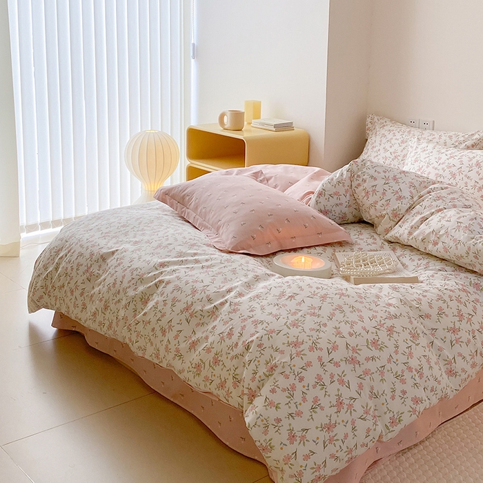 91家纺网 家纺一手货源 找家纺 帅露 2025开春新品全棉喷气13070小清新印花纯棉全棉四件套 点点