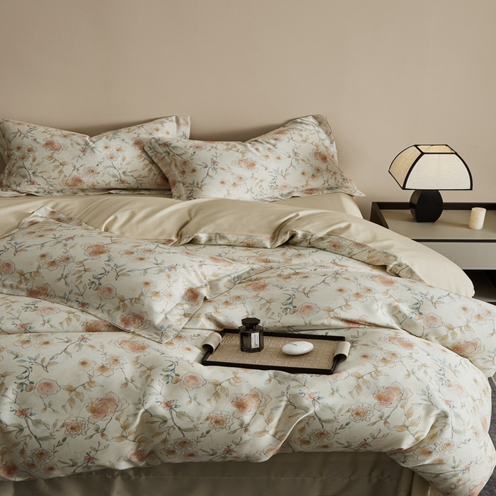 91家纺网 家纺一手货源 找家纺 顾家家居 2025新款莱塞尔数码印花四件套 米丽