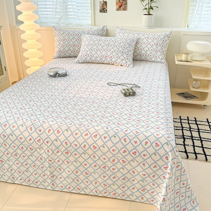 91家纺网 家纺一手货源 找家纺 眠博士2025新款全棉老粗布床单 老粗布床单-红玫瑰