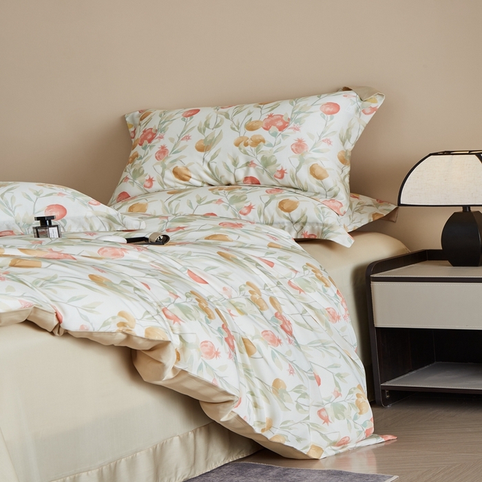 91家纺网 家纺一手货源 找家纺 顾家家居 2025新款莱塞尔数码印花四件套 丝丝花语