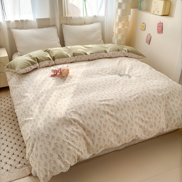 91家纺网 家纺一手货源 找家纺 清雅福 2025全棉13372小清新四件套和单被套早春系列第二批--单被套 梦回浅溪