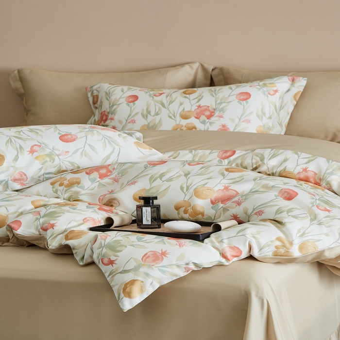 91家纺网 家纺一手货源 找家纺 顾家家居 2025新款莱塞尔数码印花四件套 丝丝花语