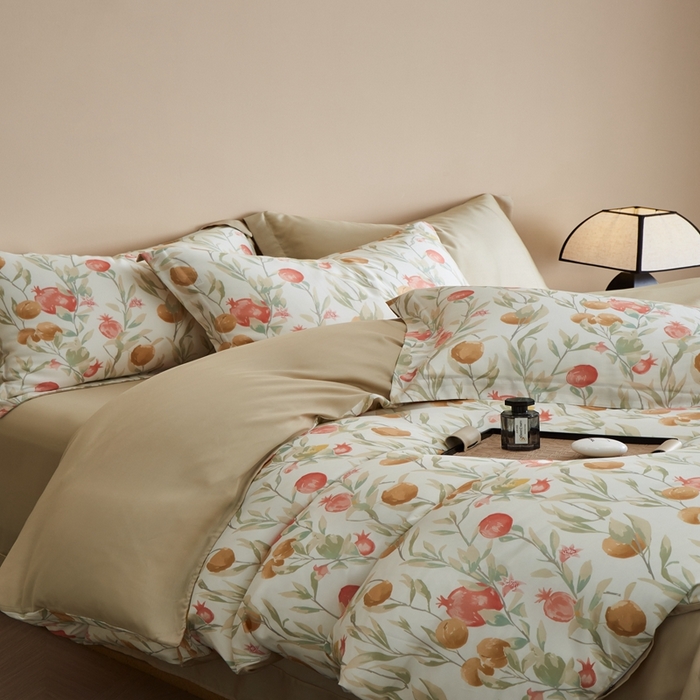 91家纺网 家纺一手货源 找家纺 顾家家居 2025新款莱塞尔数码印花四件套 丝丝花语