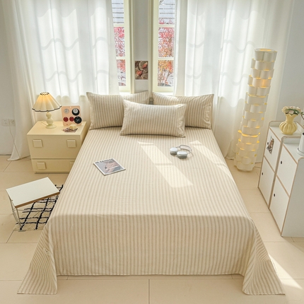 眠博士2025新款全棉双层纱床单 双层纱床单-灰咖条