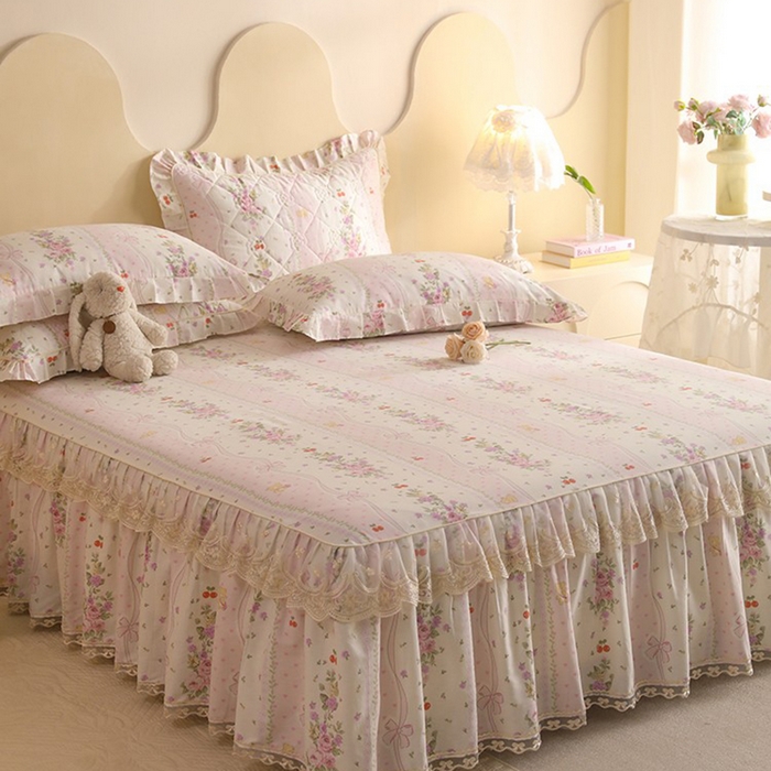 91家纺网 家纺一手货源 找家纺 美达家纺 2025新款全棉印花单床裙 少女心结