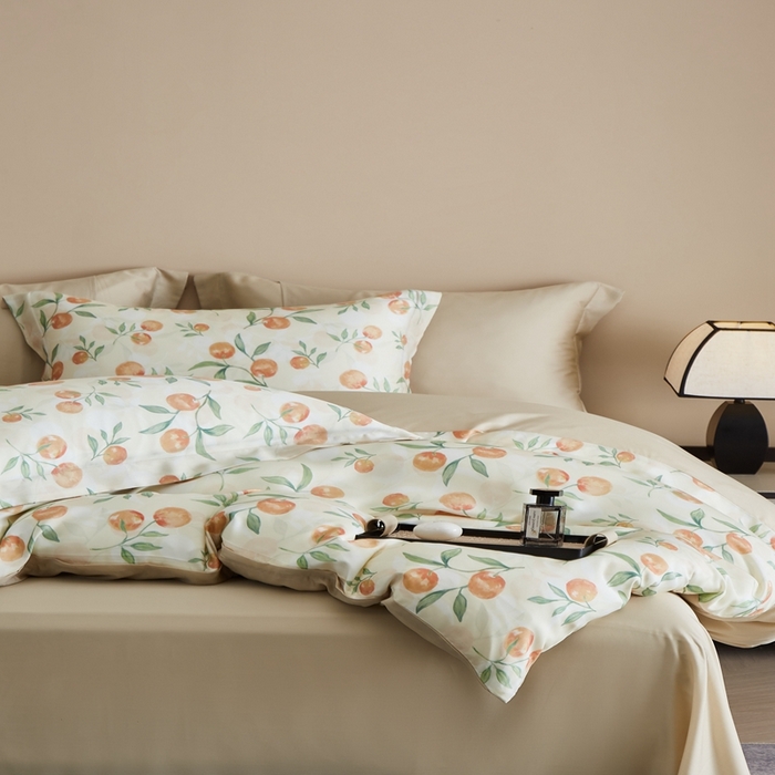 91家纺网 家纺一手货源 找家纺 顾家家居 2025新款莱塞尔数码印花四件套 茉妍