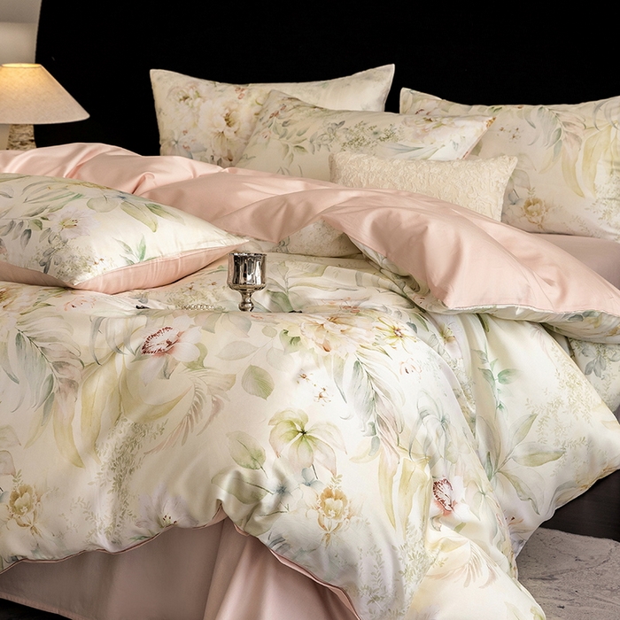 91家纺网 家纺一手货源 找家纺 立奥被业 2025新款60S数码印花四件套四件套 云馥-绿