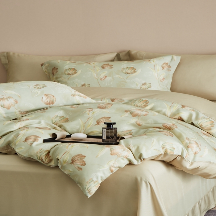 91家纺网 家纺一手货源 找家纺 顾家家居 2025新款莱塞尔数码印花四件套 媞雅