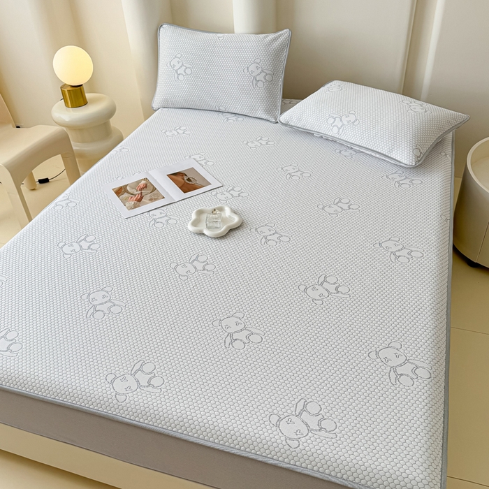 91家纺网 家纺一手货源 找家纺 小萌虎 2025新款冰豆豆凉席 床笠款 灰色