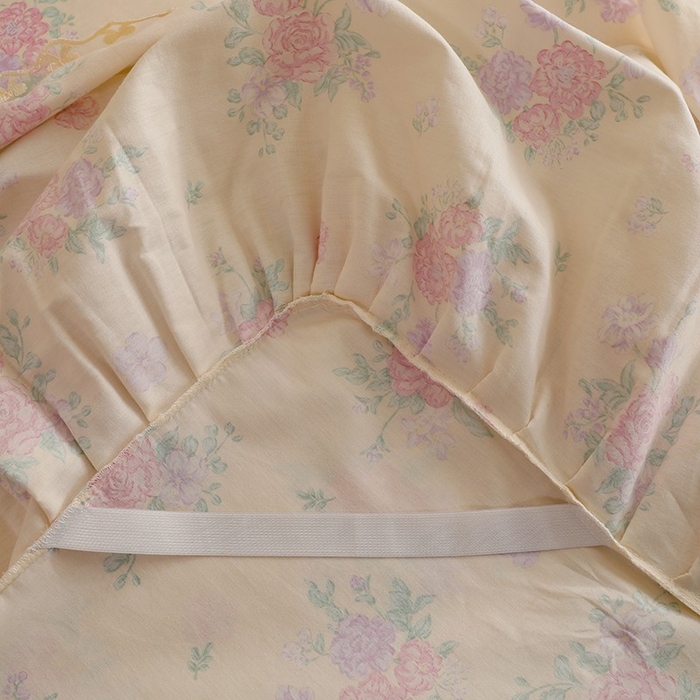 91家纺网 家纺一手货源 找家纺 美达家纺 2025新款全棉印花单床裙 幽香私语黄