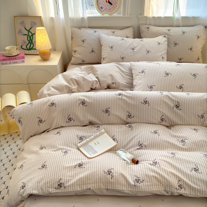 91家纺网 家纺一手货源 找家纺 清雅福 2025全棉13372小清新四件套和单被套早春系列第二批--单枕套 醉晚风