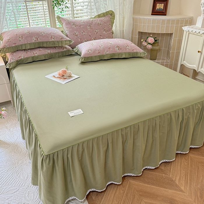 91家纺网 家纺一手货源 找家纺 （总）美达家纺 2025新款全棉纯色单床裙