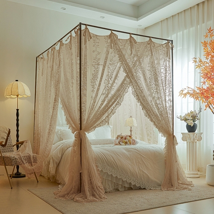 91家纺网 家纺一手货源 找家纺 （总）2025新款浪漫落地蕾丝花边蚊帐905提花系带系列